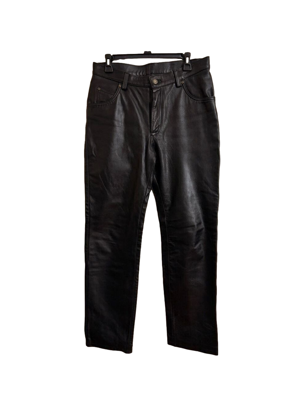 Vintage Ambition 100% Leather Black Straight-Leg Pants Size 32